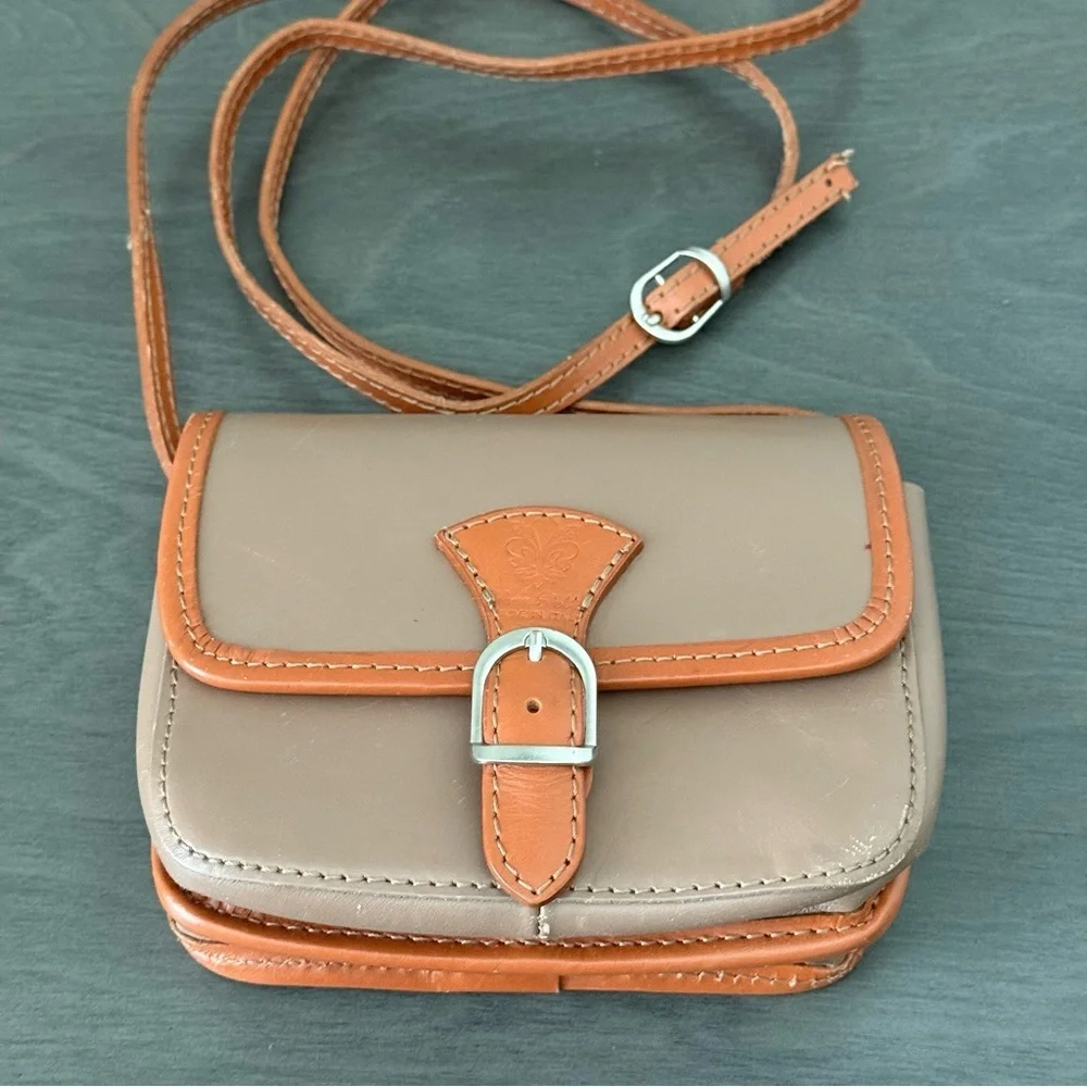 Vera Pelle Brown Leather Tan Handbag Italian Crossbody Purse